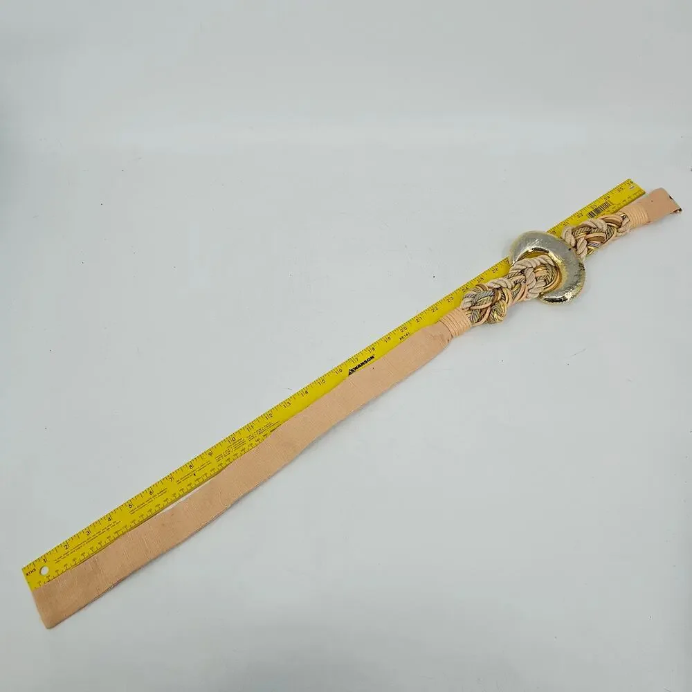 Vintage 70s 80s Braided Raffia Cording High Waisted Boho Cinch Statement Belt OS